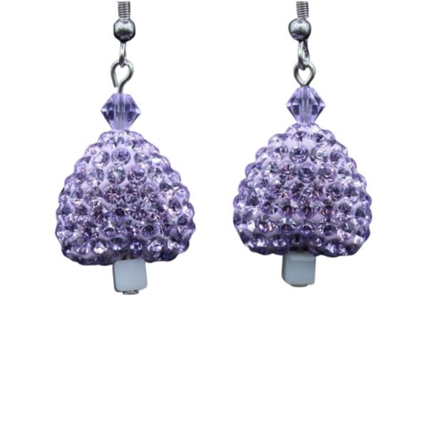 Christmas Earrings - Pave Heart Tree / Crystal - 28mm - Violet