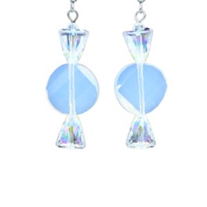 Christmas Earrings - Twist Candy - White Opal - 43mm