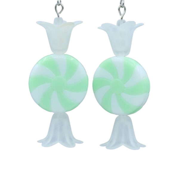 Christmas Earrings - Candy - Green - 50mm