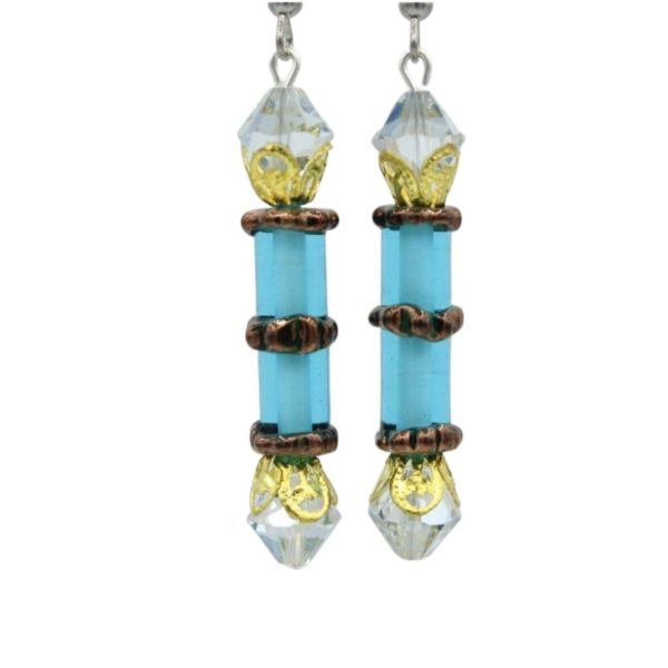 Christmas Earrings - Bon Bon - Glass / Swarovski Crystal - Aqua