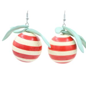 Christmas Earrings - Wood Berry - B - 40mm