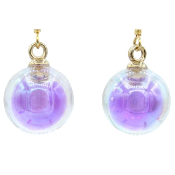 Christmas Earrings - Bauble Globe - Purple - 16mm