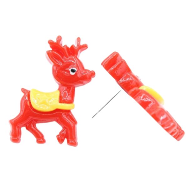 Christmas Earrings - Reindeer Stud - Red - 28mm