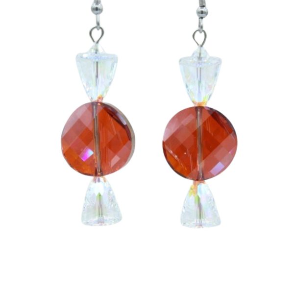 Christmas Earrings - Twist Candy - Red Magma - 43mm