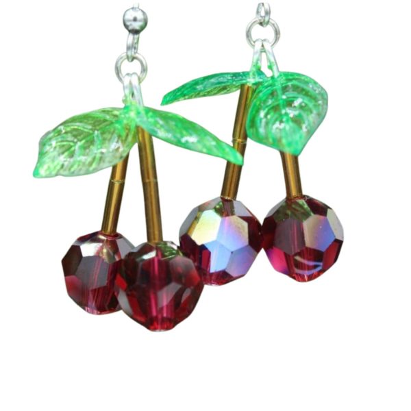 Christmas Cherry Earrings - Bordeaux AB