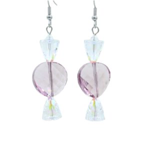 Christmas Earrings - Twist Candy - Lt Amethyst - 43mm