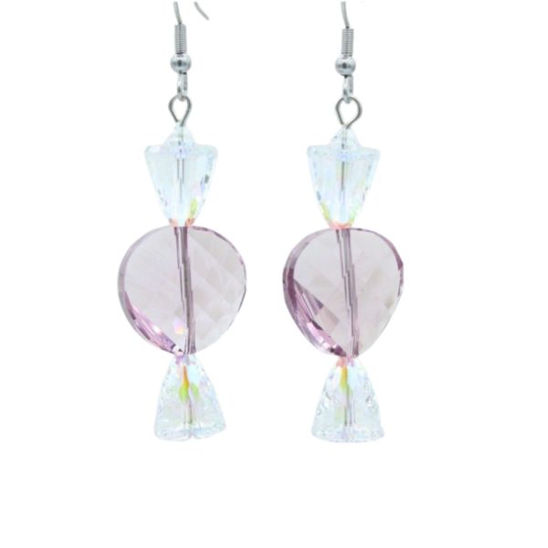 Christmas Earrings - Twist Candy - Lt Amethyst - 43mm