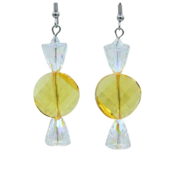 Christmas Earrings - Twist Candy - Lt Topaz - 43mm