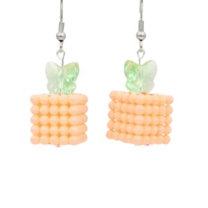 Christmas Present / Bow Earring - Apricot / Peridot