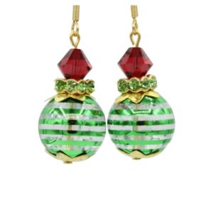 Christmas Tinsel Bauble Earrings - Green