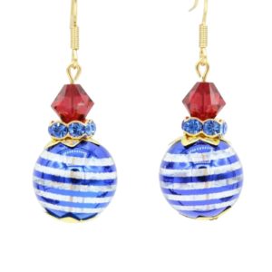 Christmas Tinsel Bauble Earrings - Blue