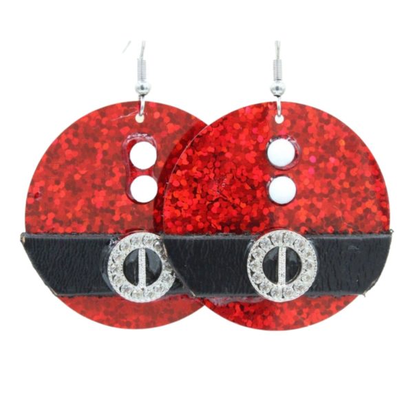 Christmas Earrings - Laser Sequin Santa Jacket - 40mm