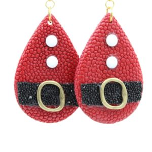 Christmas Earrings - Shell Santa Jacket - 45mm