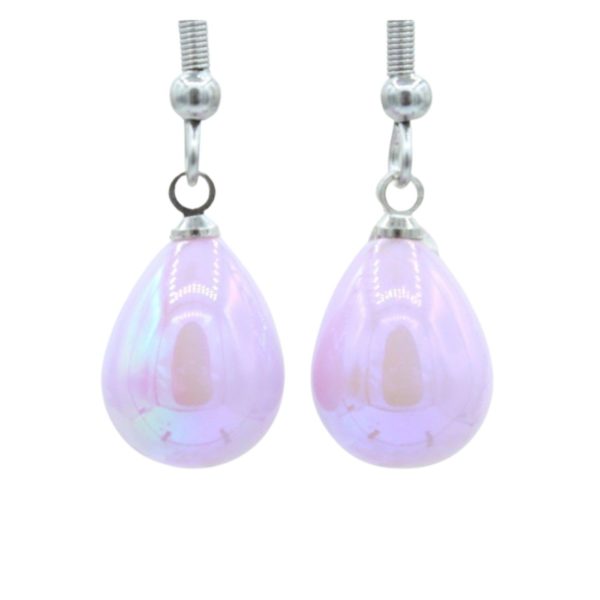 Christmas Earrings - Drop Bauble - Purple AB - 15mm