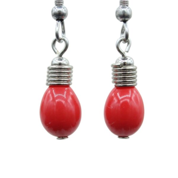 Christmas Earrings - Fairy Lights - Red - 17mm