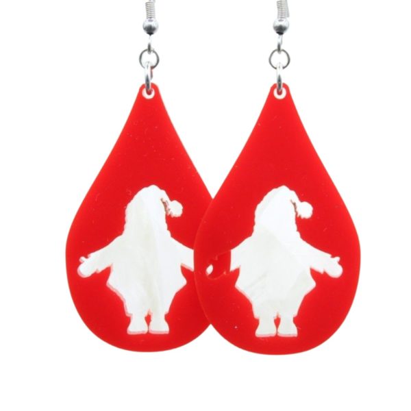 Christmas Earrings - Acrylic Santa Cutout - 50mm