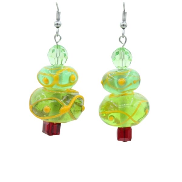 Christmas Earrings - Czech Lampwork / Crystal - 35mm