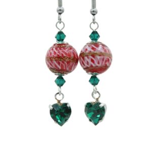 Christmas Earrings - Lampwork / Crystal - A - 35mm