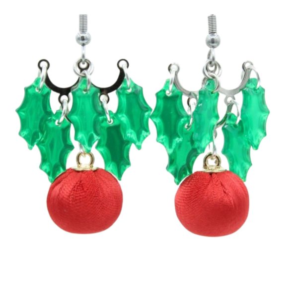 Christmas Earrings - Holly - 35mm