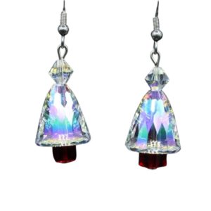 Christmas Earrings - Dome XMAS Tree / Swarovski - 26mm