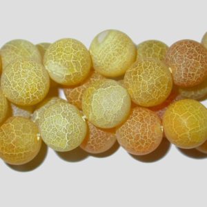 Agate - 14mm Round - Crack / Yellow - 36cm Strand