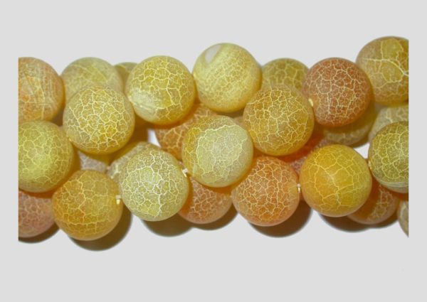 Agate - 14mm Round - Crack / Yellow - 36cm Strand