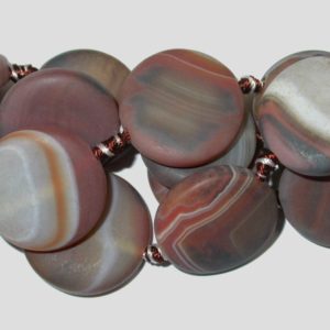 Agate - 24mm Flat Coin Shape - 34cm Strand