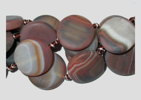 Agate - 24mm Flat Coin Shape - 34cm Strand