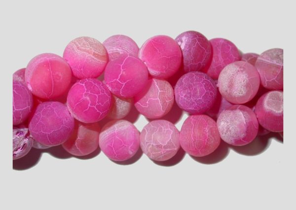 Agate - 10mm Round - Crack / Pink - 37cm Strand