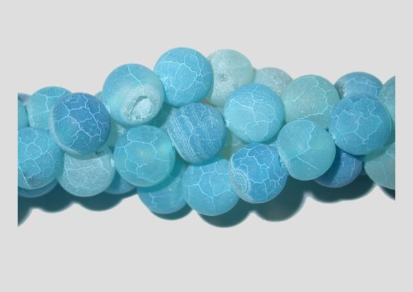 Agate - 10mm Round - Crack / Blue - 37cm Strand