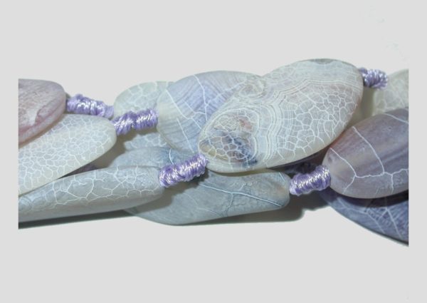 Agate - 40mm Flat Oval - Violet - 33cm Strand