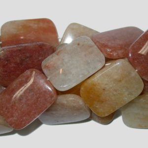 Agate - 30mm Flat Rectangle - Org - 40cm Strand