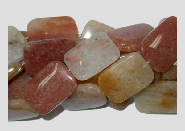 Agate - 30mm Flat Rectangle - Org - 40cm Strand