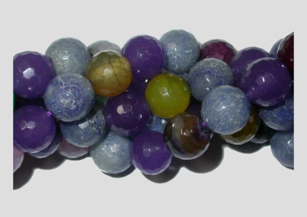 Agate - 12mm Round Faceted - Purple Mix - 36cm Strand