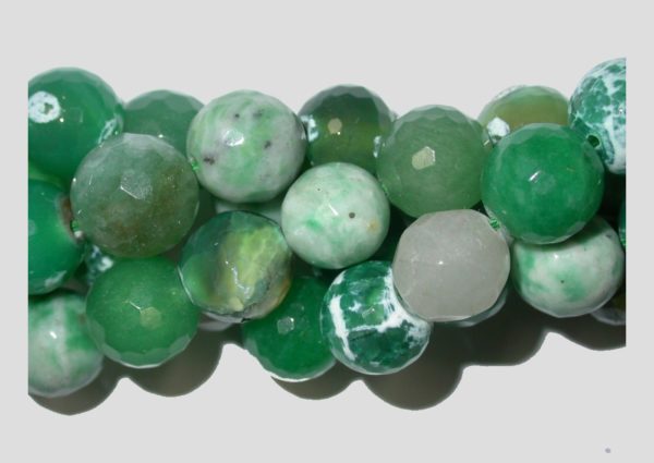 Agate - 12mm Round Faceted - Green - 36cm Strand