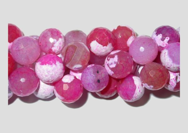 Agate - 12mm Round Faceted - Pink - 36cm Strand