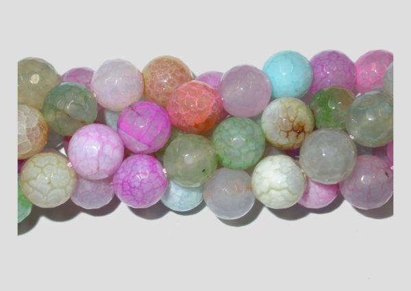 Agate - 12mm Round Faceted - Light Multi - 36cm Strand