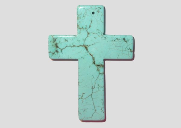 Cross - 50 x 70mm - Dyed Howlite - Blue