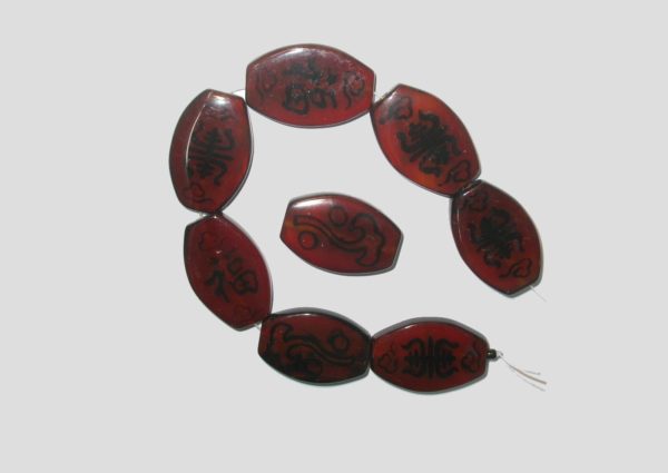 Agate - Flat Oval - Printed - 35 x 22mm - 29cm Strand