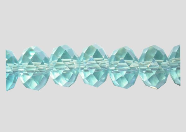 Rondelle - Faceted - 8 x 6mm - Aqua- 40cm Strand