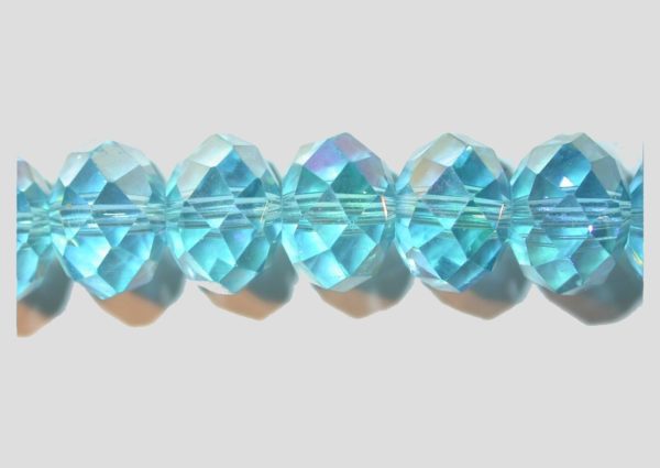 Rondelle - Faceted - 12 x 8mm - Aqua AB - 60cm Strand