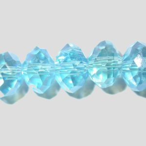 Rondelle - Faceted - 8 x 6mm - Aqua Luster - 40cm Strand