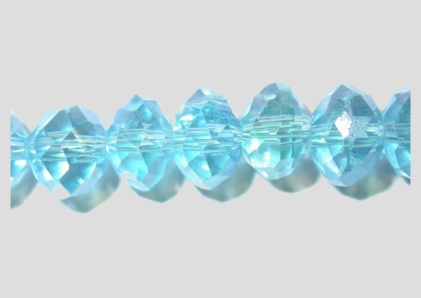 Rondelle - Faceted - 8 x 6mm - Aqua Luster - 40cm Strand