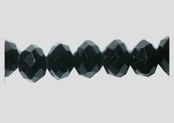 Rondelle - Faceted - 6 x 4mm - Black - 40cm Strand