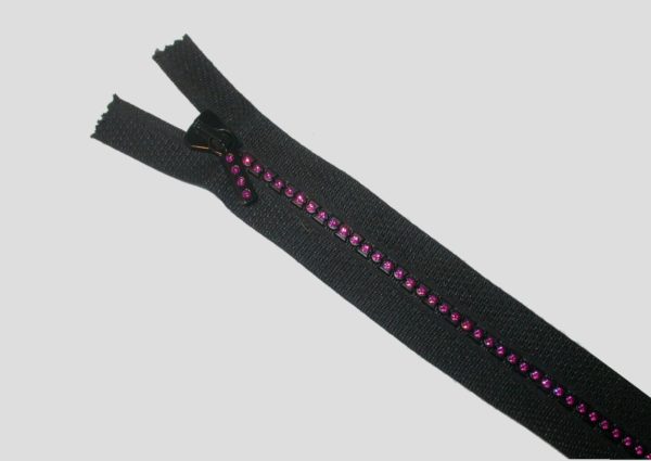 Zipper - 50cm - Classic - Open Ended - Black / Fuchsia