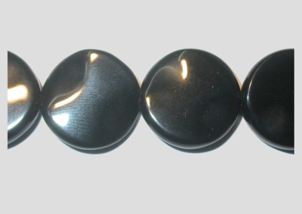 Black Stone - 15mm Twist Coin - 38cm Strand