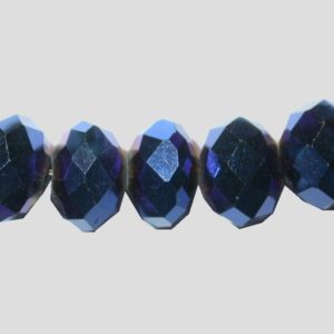 Rondelle - Faceted - 8 x 6mm - Blue Metal - 40cm Strand