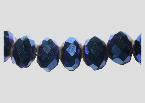 Rondelle - Faceted - 8 x 6mm - Blue Metal - 40cm Strand