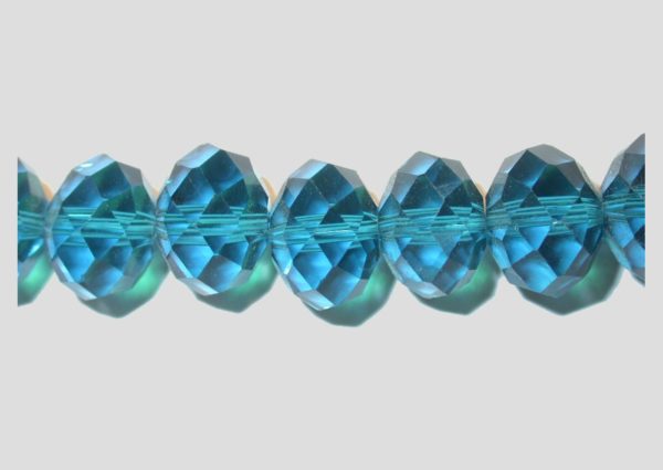 Rondelle - Faceted - 12 x 8mm - Blue Zircon - 60cm Strand