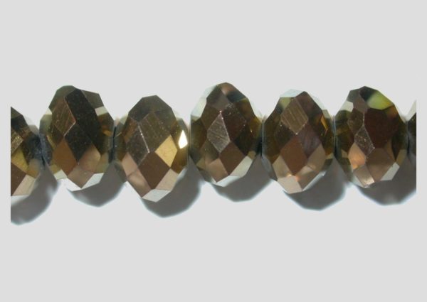 Rondelle - Faceted - 4 x 3mm - Bronze Metal - 33cm Strand